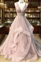 Open Back Dusty Pink Long Semi Formal Prom Dress Simple Evening Gowns,